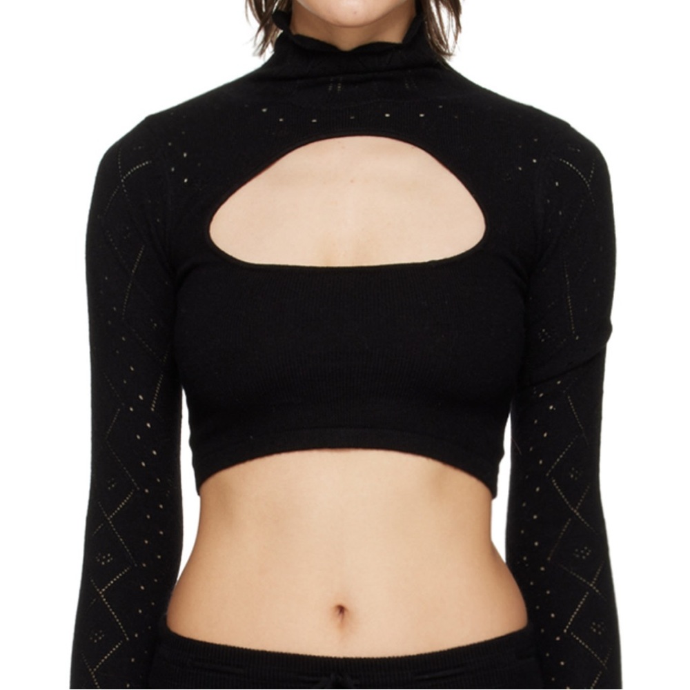 Danielle Guizio cropped cut out knit top